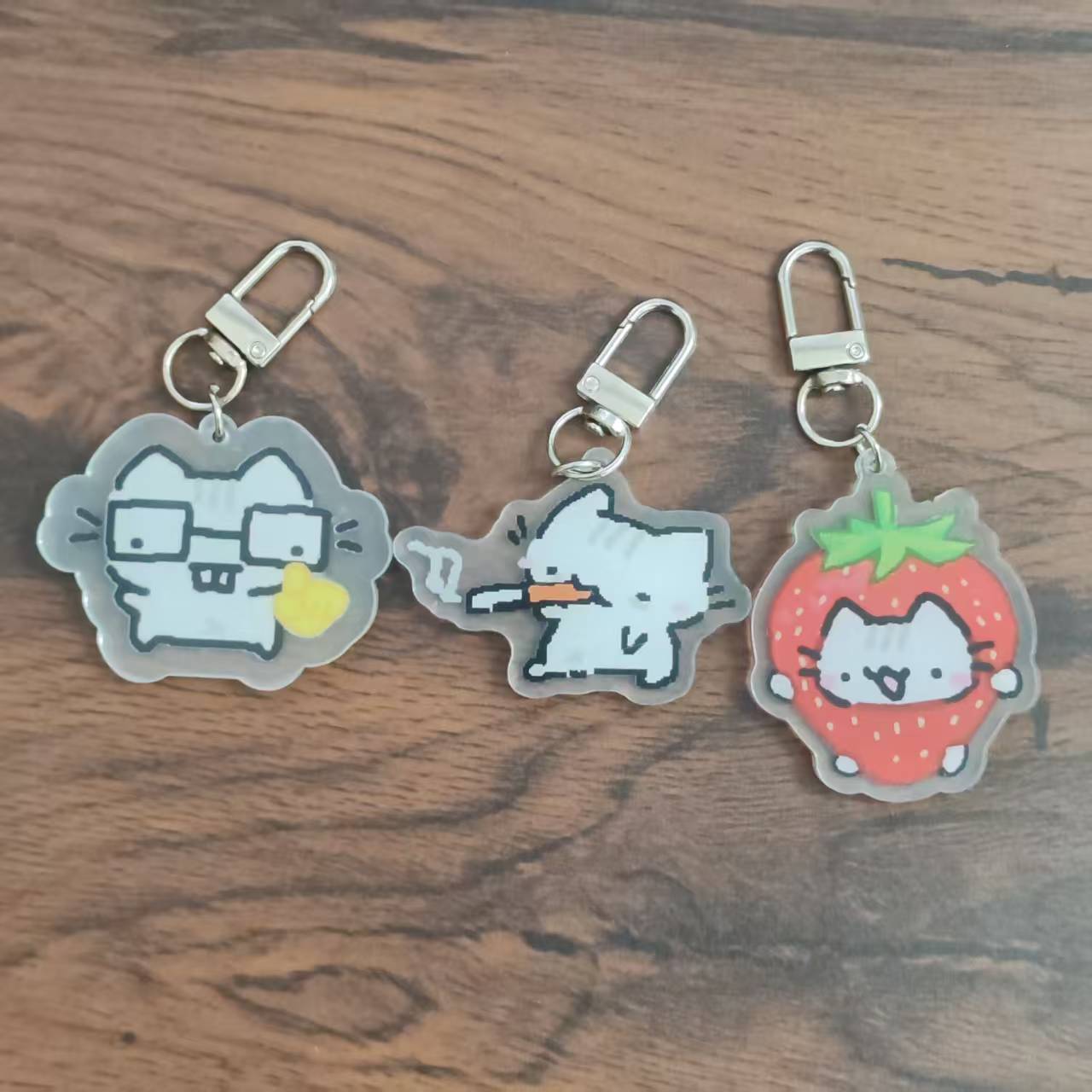 Retro Gaming Gifts - 2D 플랫 픽셀 고양이 키체인 -
