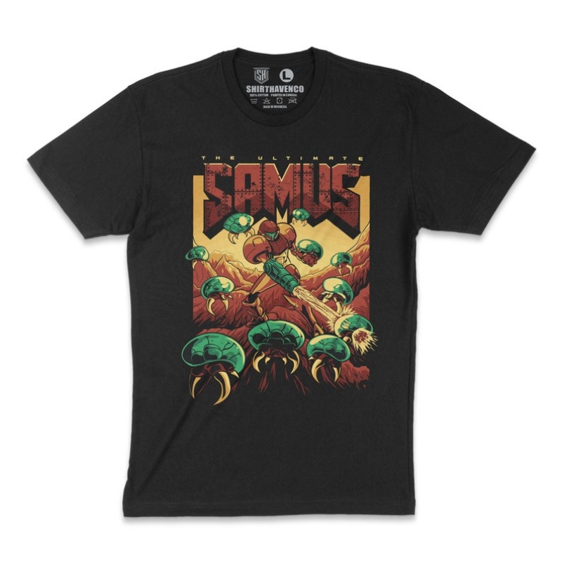 Retro Gaming Gamestop - 00012760 # A-Samus Aran Metroid 티셔츠